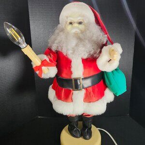 Woolworth Co Renmco 1970s Animated Santa Claus Figurine Holding Candle 24" Tall